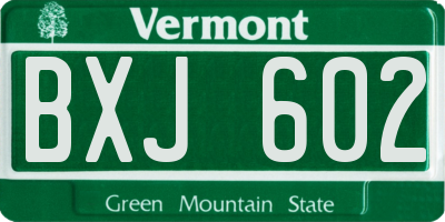 VT license plate BXJ602