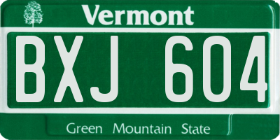 VT license plate BXJ604