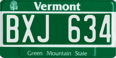 VT license plate BXJ634