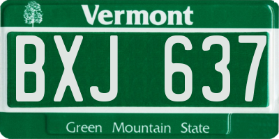 VT license plate BXJ637