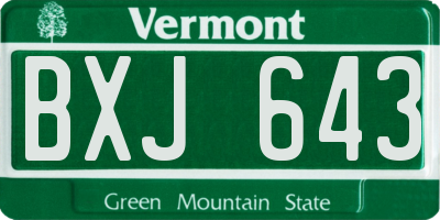 VT license plate BXJ643
