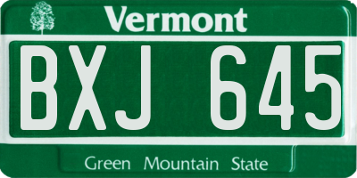 VT license plate BXJ645