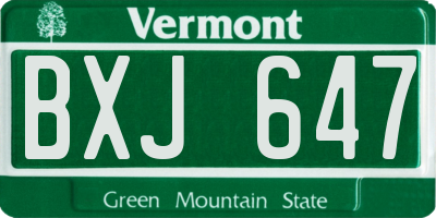 VT license plate BXJ647
