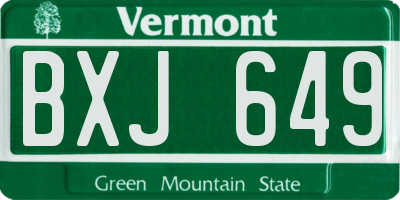 VT license plate BXJ649