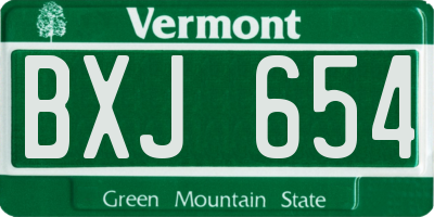 VT license plate BXJ654
