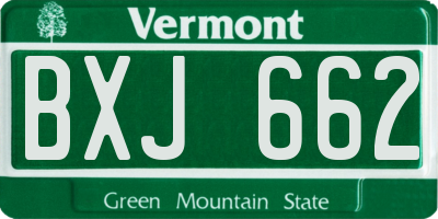 VT license plate BXJ662