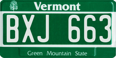 VT license plate BXJ663