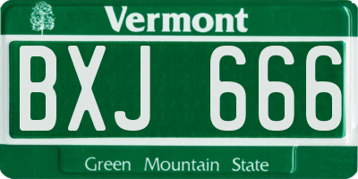 VT license plate BXJ666