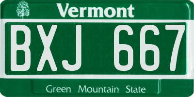 VT license plate BXJ667