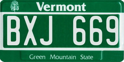 VT license plate BXJ669