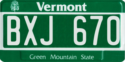 VT license plate BXJ670