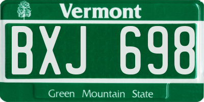 VT license plate BXJ698