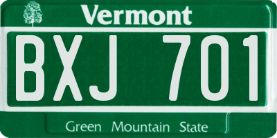 VT license plate BXJ701