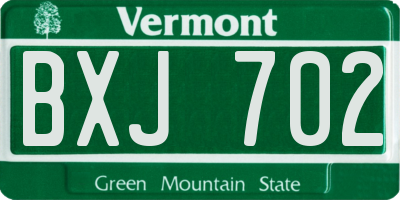 VT license plate BXJ702