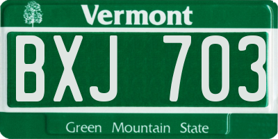 VT license plate BXJ703