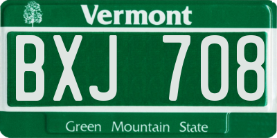 VT license plate BXJ708