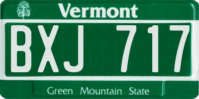 VT license plate BXJ717