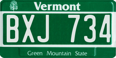 VT license plate BXJ734