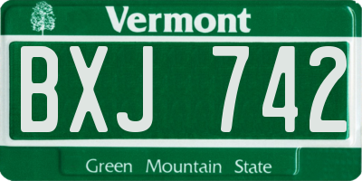 VT license plate BXJ742