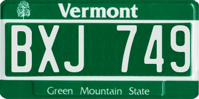 VT license plate BXJ749