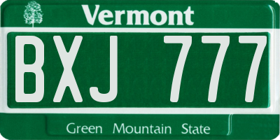 VT license plate BXJ777