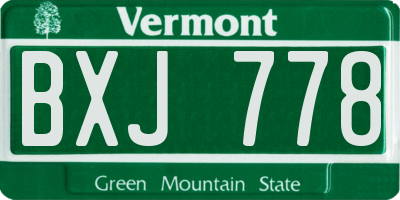 VT license plate BXJ778