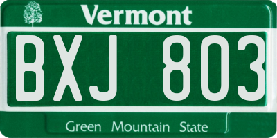 VT license plate BXJ803