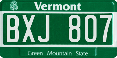 VT license plate BXJ807