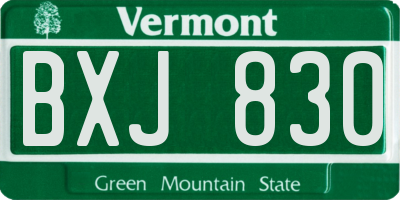 VT license plate BXJ830
