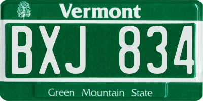 VT license plate BXJ834