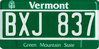 VT license plate BXJ837