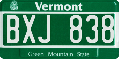 VT license plate BXJ838