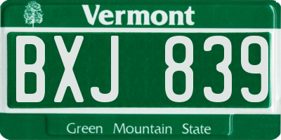 VT license plate BXJ839