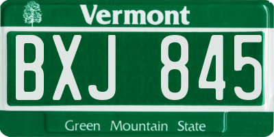 VT license plate BXJ845