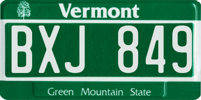 VT license plate BXJ849
