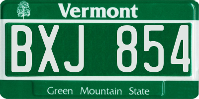VT license plate BXJ854