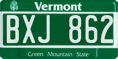 VT license plate BXJ862