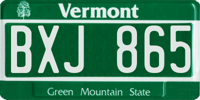 VT license plate BXJ865