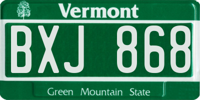 VT license plate BXJ868
