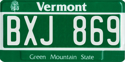 VT license plate BXJ869