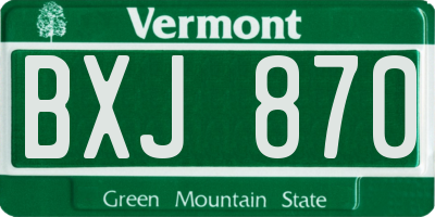 VT license plate BXJ870