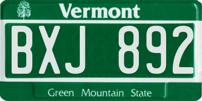 VT license plate BXJ892