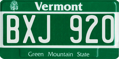 VT license plate BXJ920