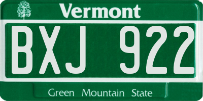 VT license plate BXJ922