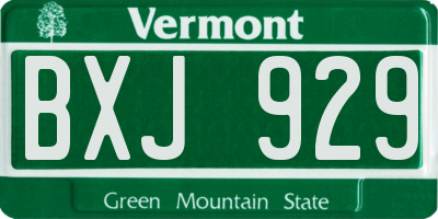 VT license plate BXJ929