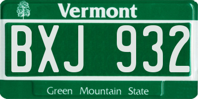 VT license plate BXJ932