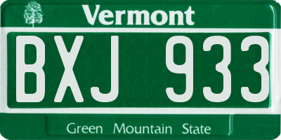VT license plate BXJ933