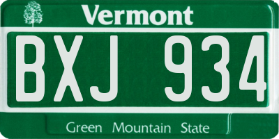 VT license plate BXJ934