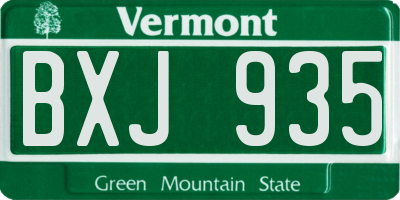 VT license plate BXJ935