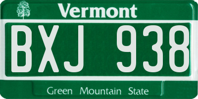 VT license plate BXJ938